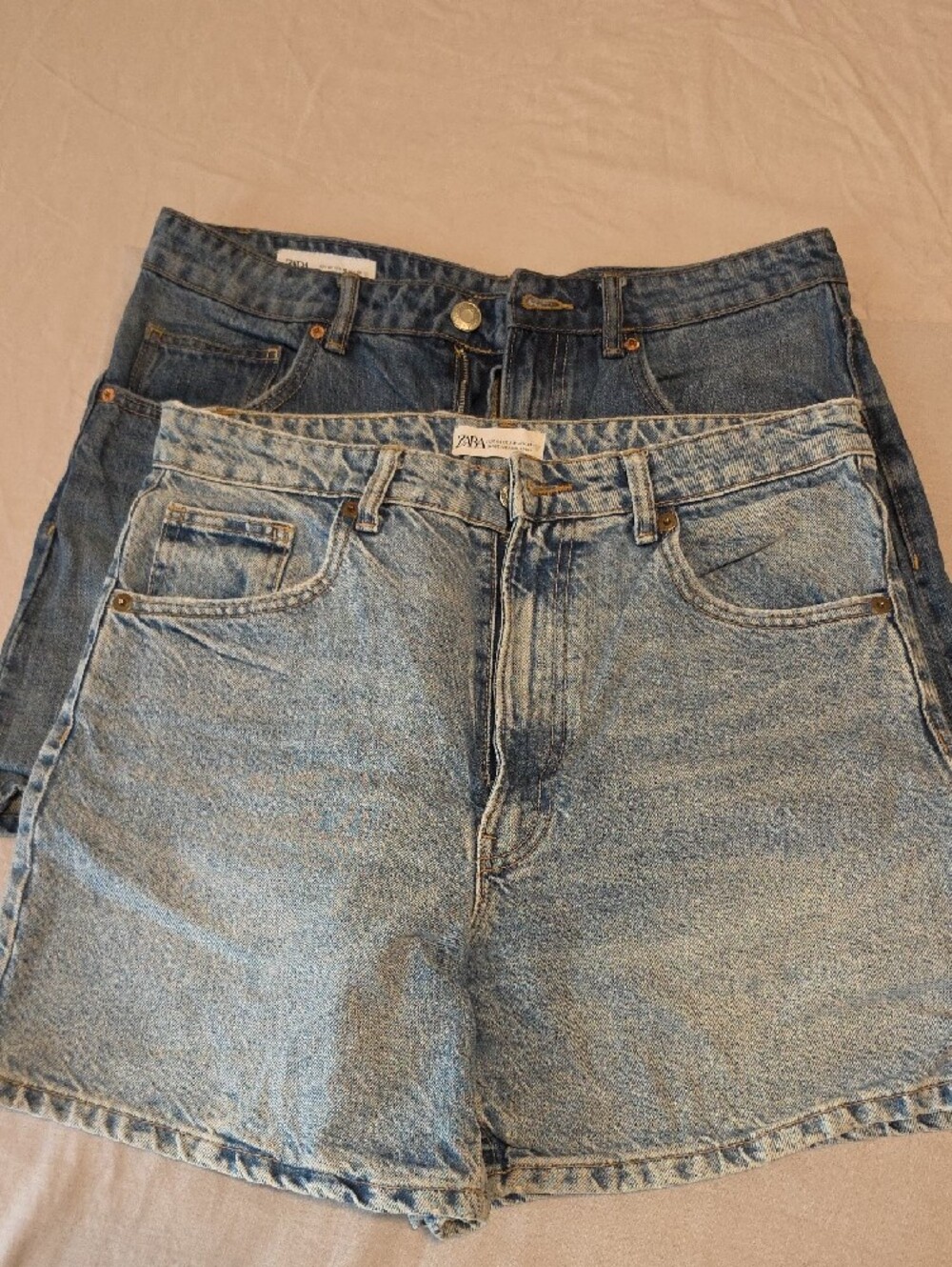 Zara Bundle Light and Dark Blue Denim Shorts